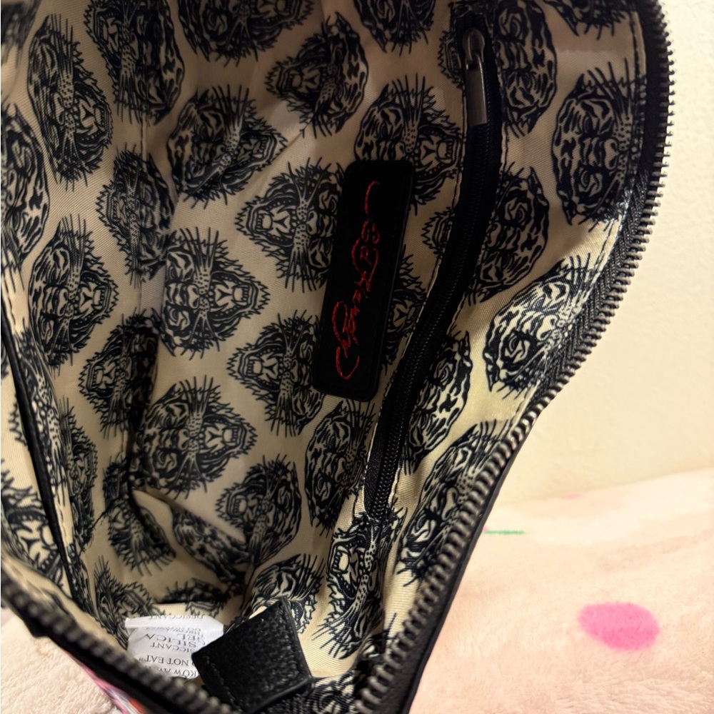 Ed Hardy shoulder crossbody Bag leopard print skull pink NWT - Picture 5 of 7